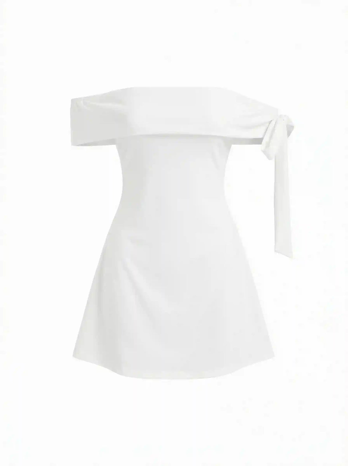 Jersey Off-shoulder Short Sleeve Bowknot Mini Dress