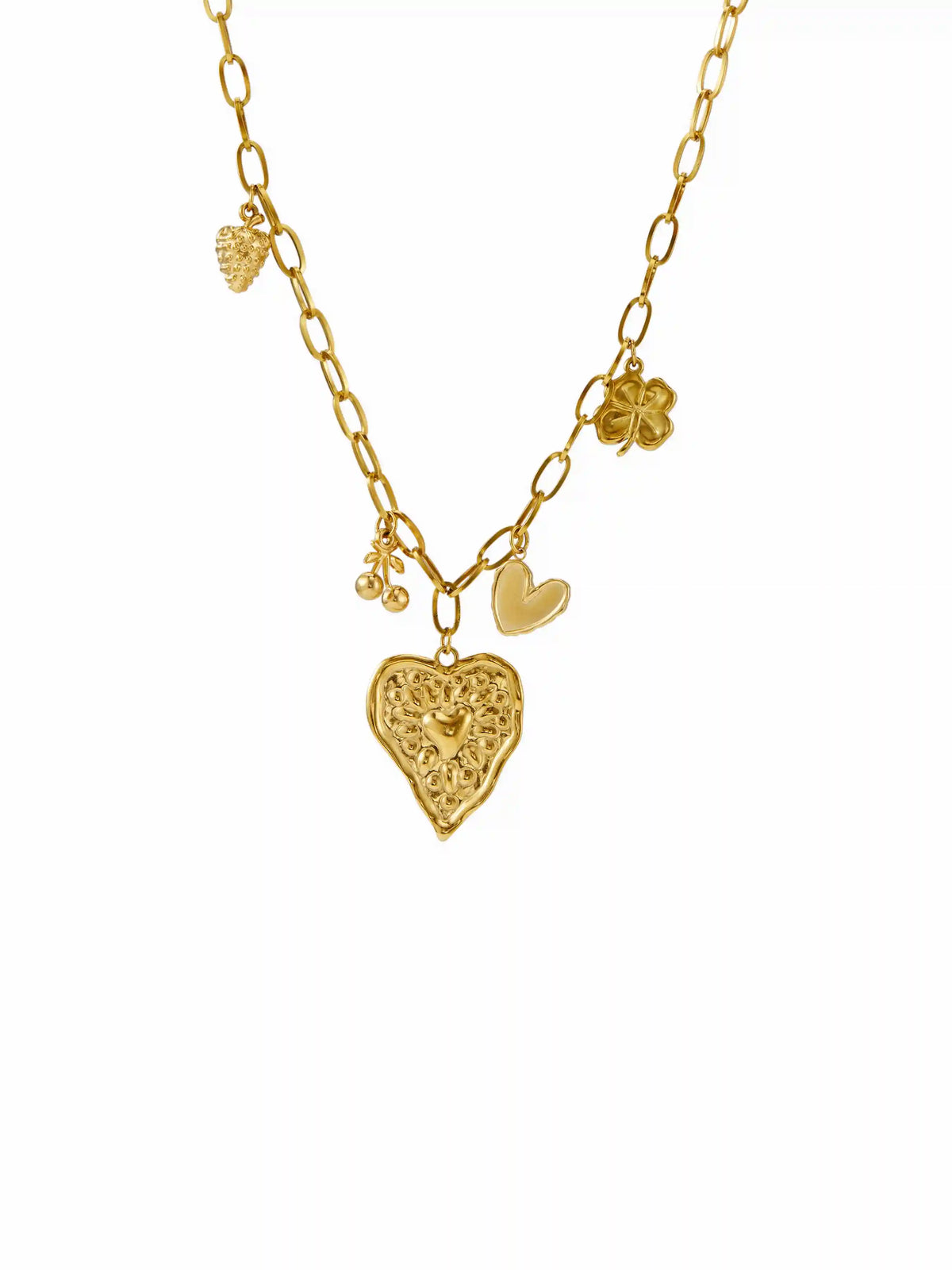 HEART & CHERRY & STRAWBERRY PENDANT NECKLACE