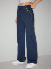 Stretch High Waist Straight Leg Jeans