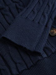 Cable Knit Hooded Long Sleeve Cardigan