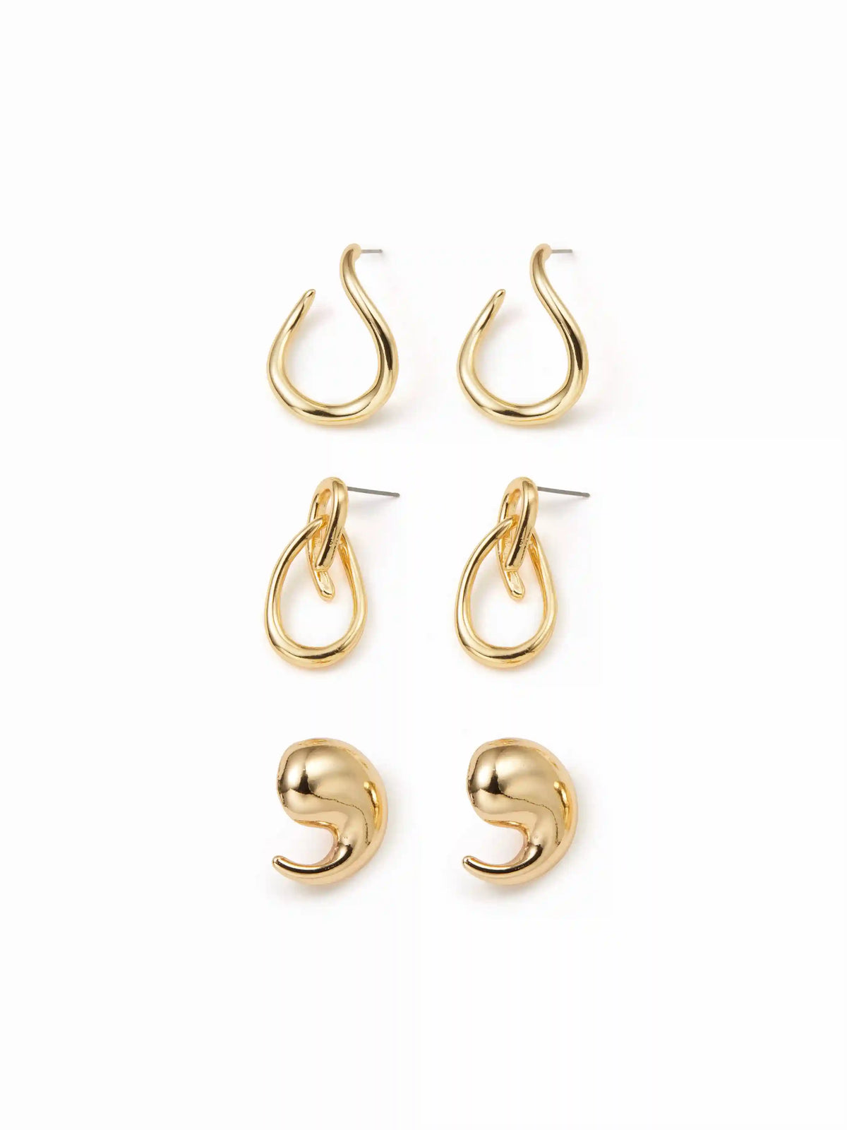 3 PAIRS GEOMETRIC STUD EARRINGS SET