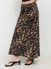 Scoop Neckline Crop Cami Top With High Rise Leopard Maxi Skirt