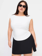 Mid Rise Split Mini Skirt Curve & Plus