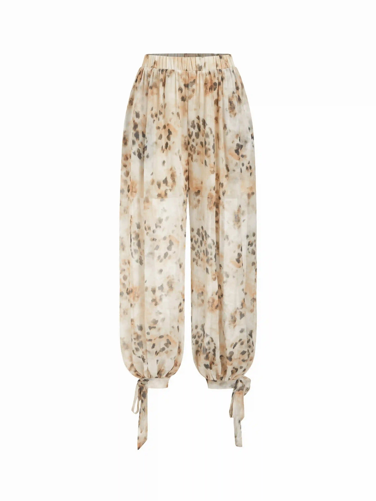 Chiffon Leopard Print Mid Rise Knotted Bloomer Trousers