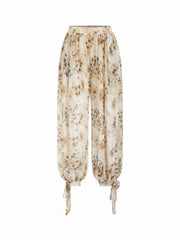 Chiffon Leopard Print Mid Rise Knotted Bloomer Trousers