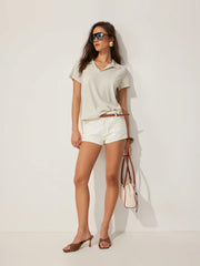 Cotton-blend Polo Collar Short Sleeve Tee