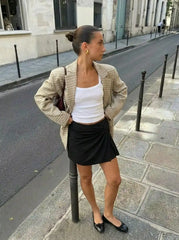 Mid Rise Twist Bodycon Mini Skort
