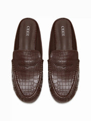 CROCODILE PATTERN MULE LOAFERS
