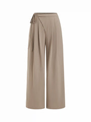 Mid Rise Drawstring Straight Leg Trousers