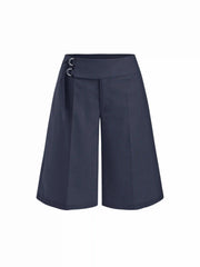 Linen-blend Low Rise Metal Detail Bermuda Shorts