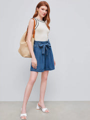 Knit Boat Neck Solid Contrasting Binding Tank Top