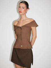 Off-Shoulder Top With Metal Detail