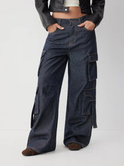 Cider Denim Low Rise Pocket Cargo Jeans