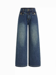 Denim High Rise Straight Leg Jeans
