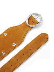 FAUX SUEDE OVAL BUCKLE BELT SET