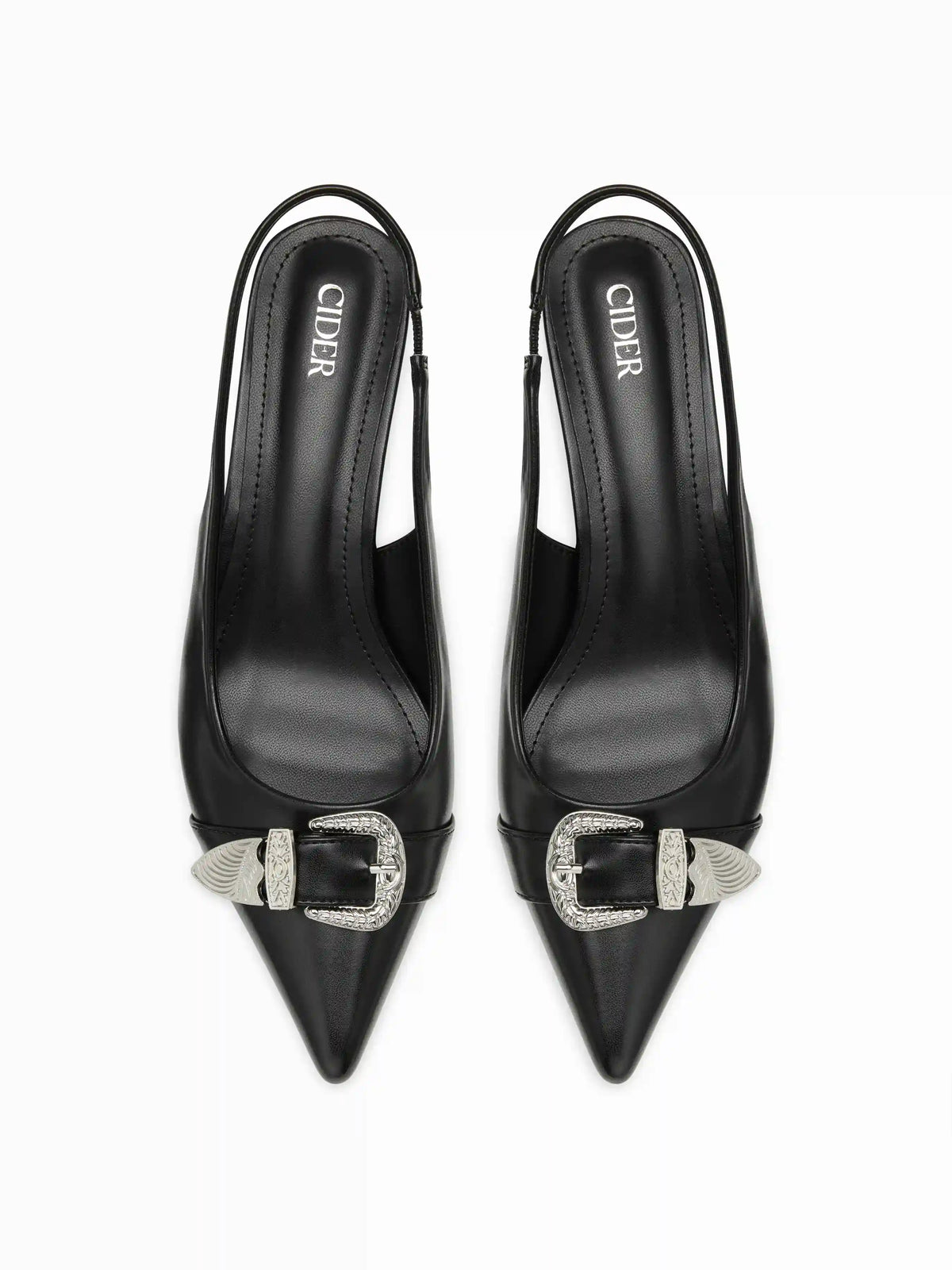 BUCKLE DECOR SLINGBACK KITTEN HEELS