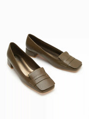 SQUARE TOE CHUNKY HEELS