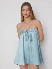 Satin Strapless Bowknot Top
