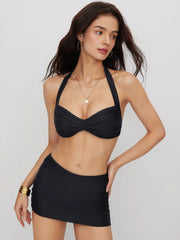 Sweetheart Ruched Halter Full Coverage Bikini Set