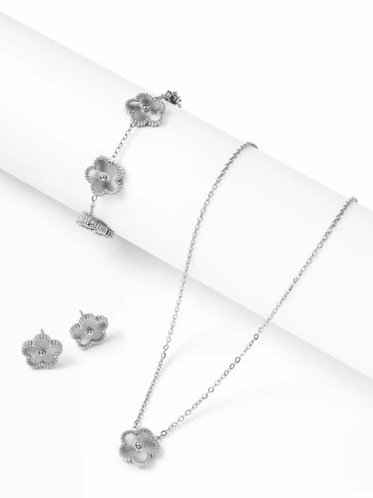 3PCS FLOWER EARRINGS & BRACELET & NECKLACE  SET