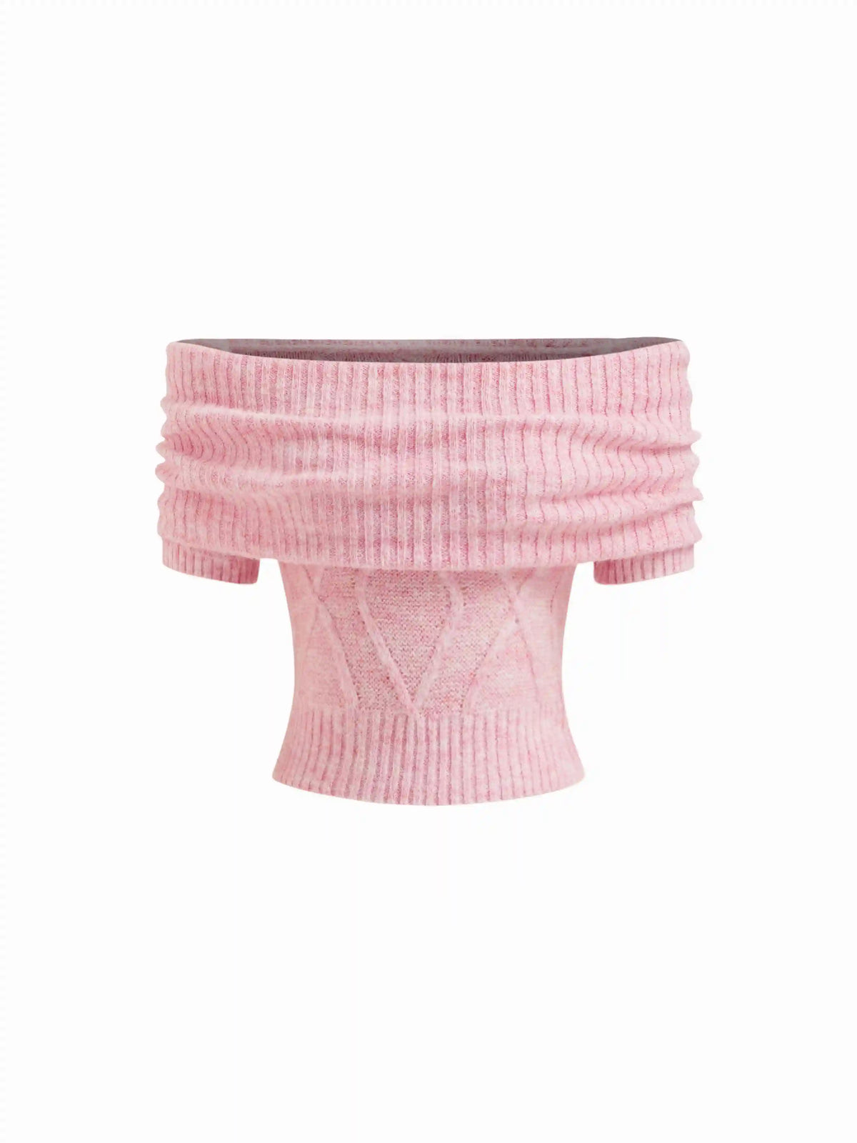 Knit Wool-blend Off-shoulder Short Sleeve Top