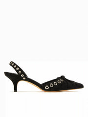 FAUX SUEDE BOWKNOT SLINGBACK KITTEN HEELS