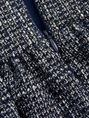Tweed U-neckline Solid Mini Dress