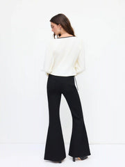Stretch Cider Denim High Rise Side Lace Up Flared Jeans