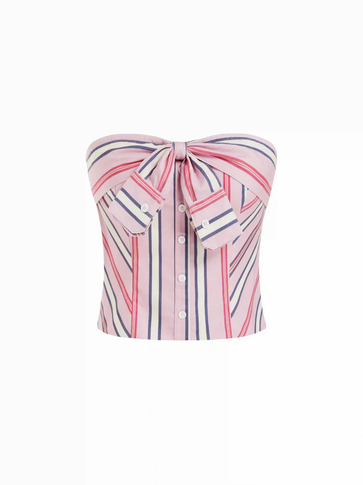 Linen-blend Striped Bowknot Bandeau Top