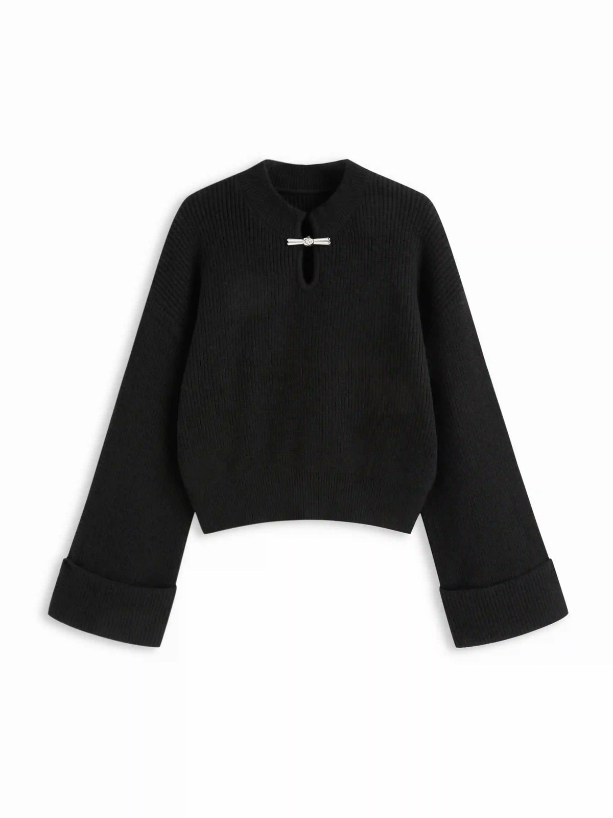 Knit Metal Detail Long Sleeve Top Curve & Plus
