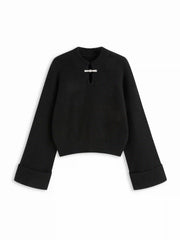 Knit Metal Detail Long Sleeve Top Curve & Plus