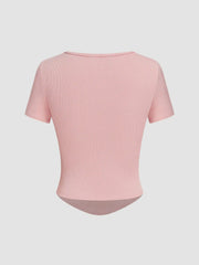 Square Neck Ruched Short Sleeve Tee