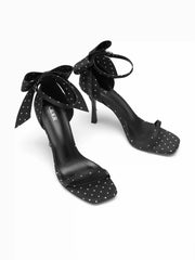 BOWKNOT & POLKA DOT HEELED SANDALS