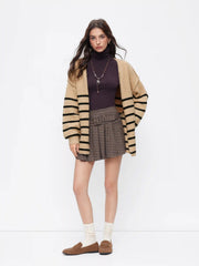 Knit V-neck Striped Oversized Cardigan