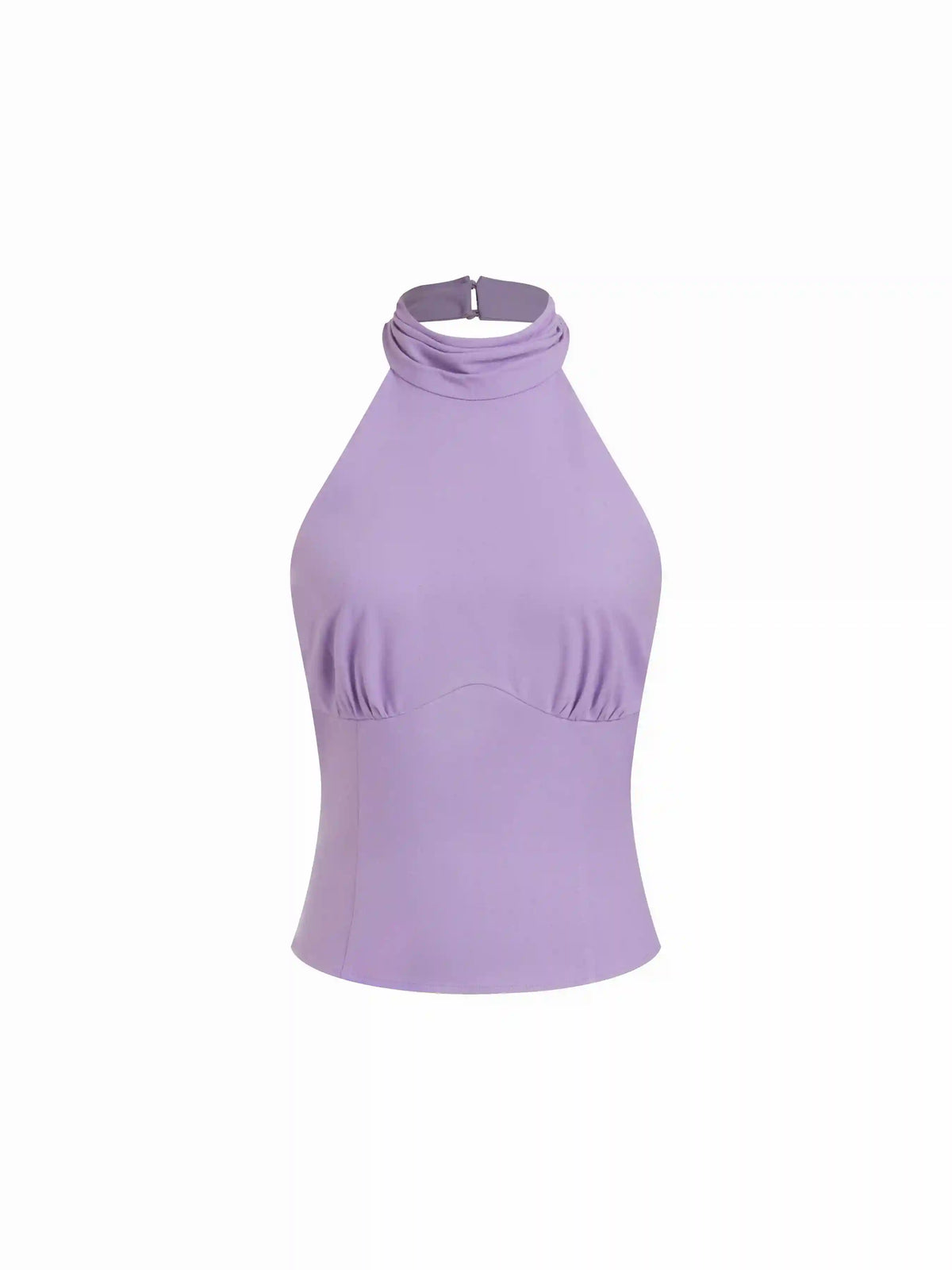 Linen-blend Halter Neck Ruched Backless Tank Top