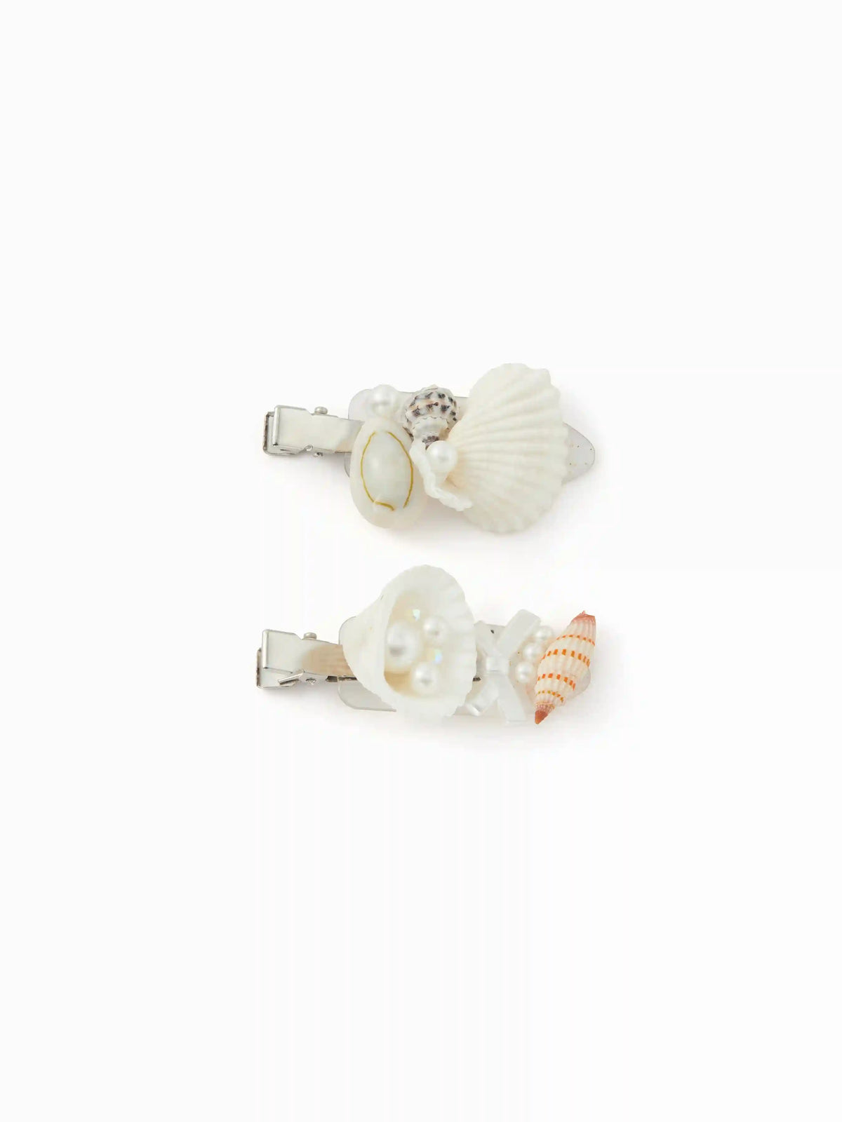 2PCS SHELL & FAUX PEARL HAIR CLIP SET