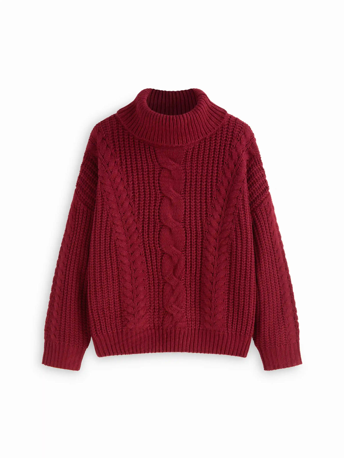 Cable Knit Turtleneck Long Sleeve Oversized Top