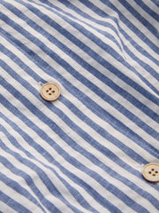 Cotton-blend Collar Striped Knotted Roll-up Long Sleeve Shirt Curve & Plus