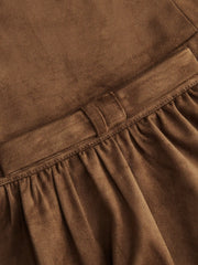 Suede Ruffle Hem Bowknot Cami Mini Dress
