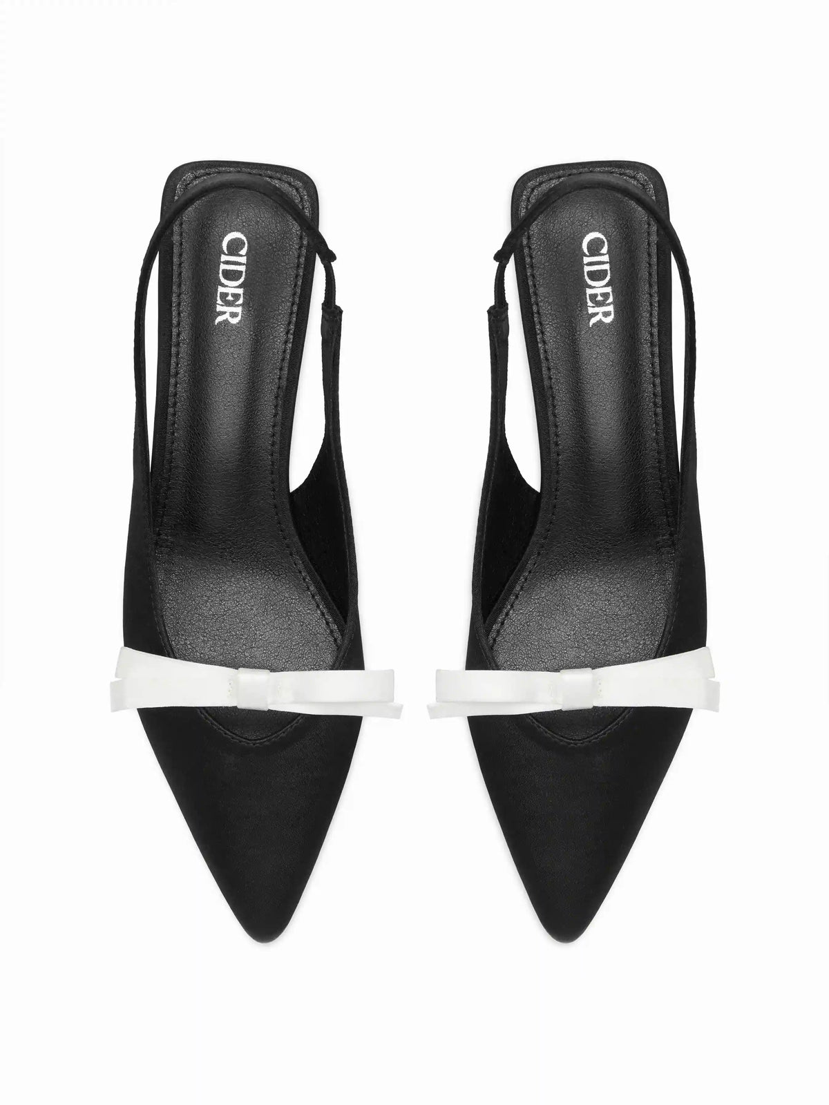 POINTED TOE BOWKNOT SLINGBACK KITTEN HEELS