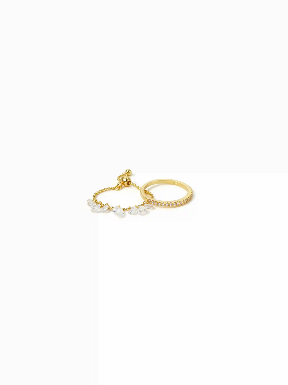 2 PCS ZIRCON ADJUSTABLE RING SET