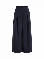 Wrinkle-free Fabric Mid Rise Wrap Wide Leg Trousers