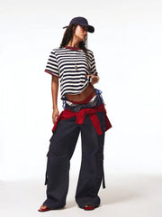 Cider Denim Low Rise Pocket Cargo Jeans