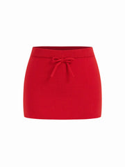 Mid Rise Bowknot Bodycon Mini Skirt