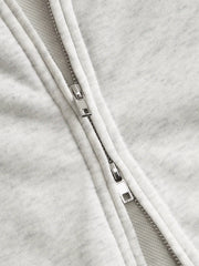 Terry Lettuce Trim Shirred Zip Through Crop Hoodie