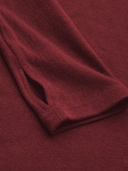 Thermal Cotton-blend Square Neck Solid Thumb Hole Long Sleeve Tee