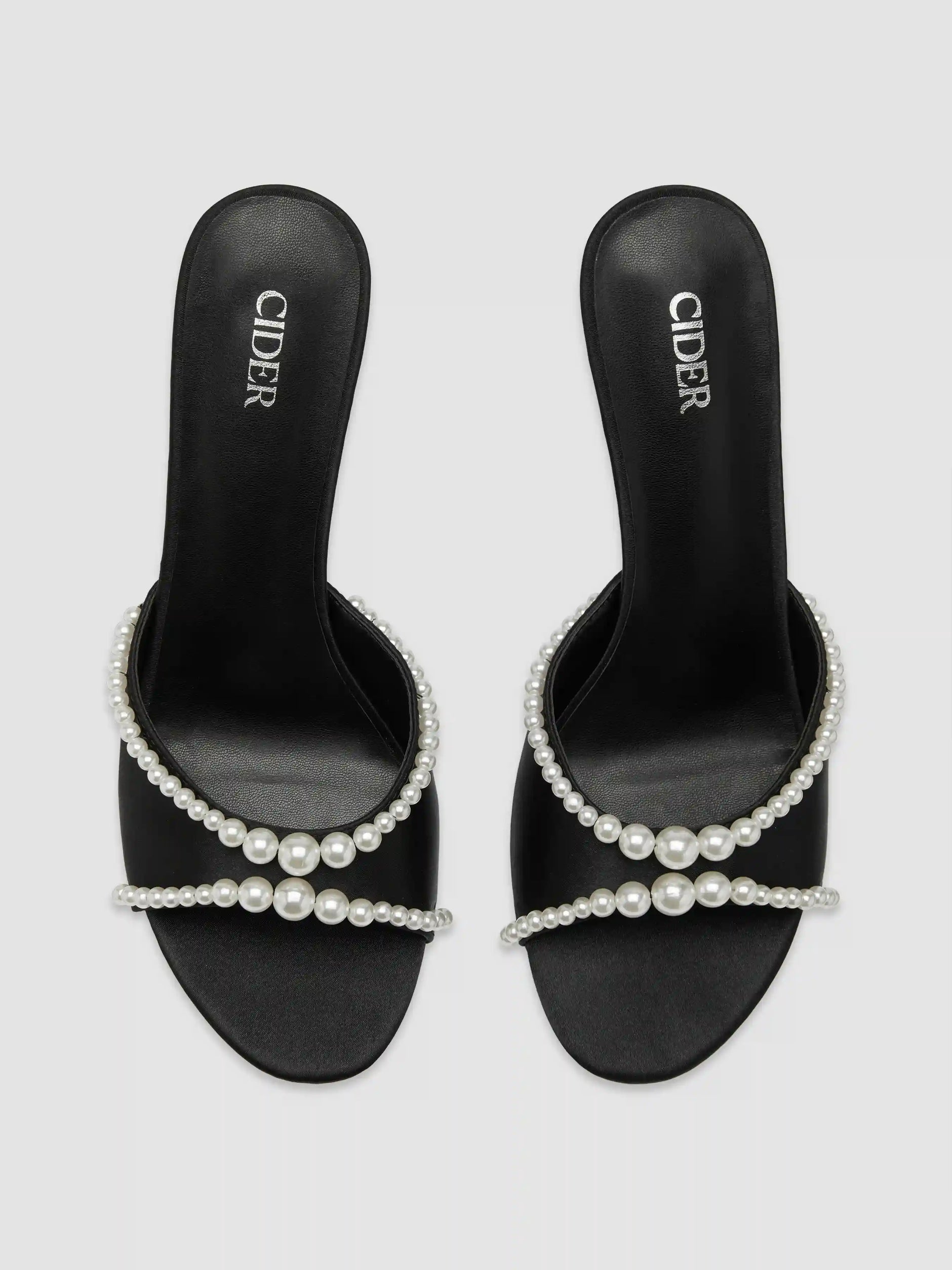 FAUX PEARL SATIN HEELS