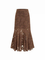 Jacquard Mid Rise Mermaid Maxi Skirt