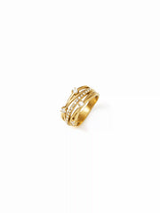 18K GOLD PLATED STAINLESS STEEL ZIRCON DECOR RING
