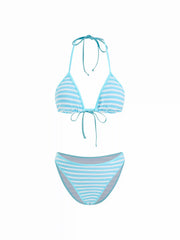 Striped Halter Triangle Cheeky Bikini Set